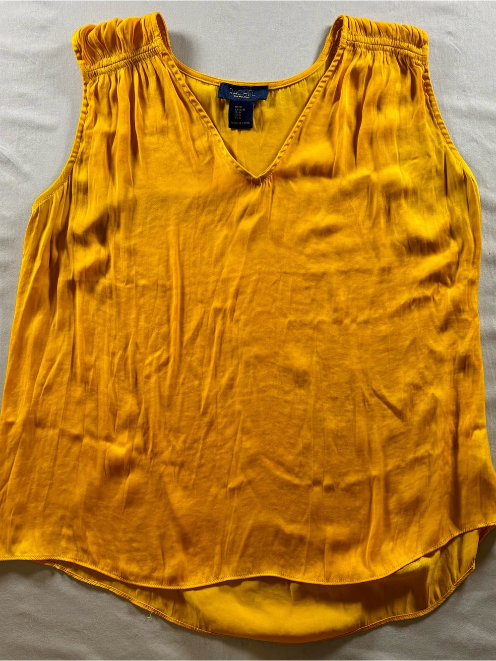 RACHEL Rachel Roy Mustard Yellow V-Neck Sleeveless Flowy Blouse